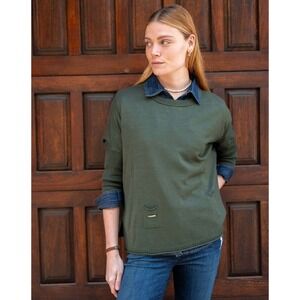 Mersea Catalina Coastal Crewneck Sweater Womens One-Size Emerald Green SKU 65
